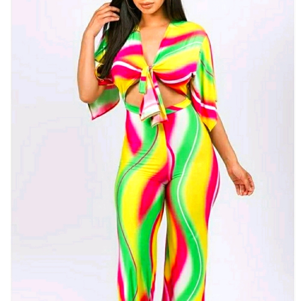 Women Multicolored One-Piece Romper Jumpsuit